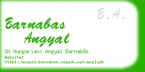 barnabas angyal business card